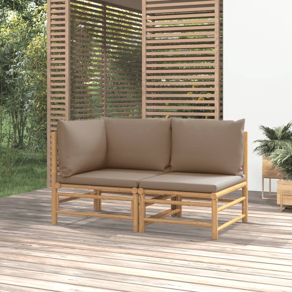 vidaXL 2-cz. zestaw mebli do ogrodu, poduszki w kolorze taupe, bambus
