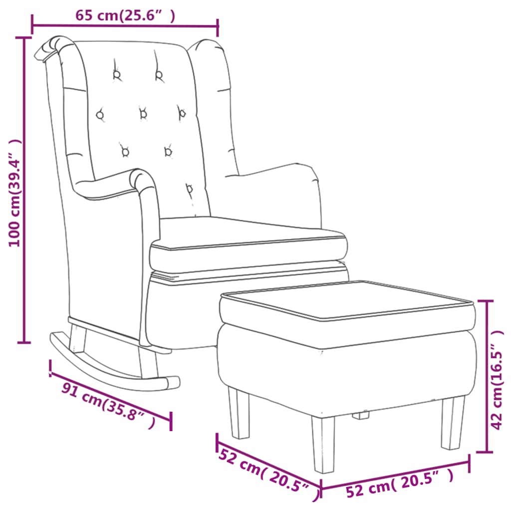 vidaXL Fotel bujany z podnóżkiem, ciemnoszary, obity tkaniną