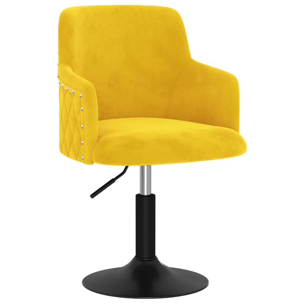 vidaXL Obrotowe krzesło stołowe, musztardowe, obite aksamitem