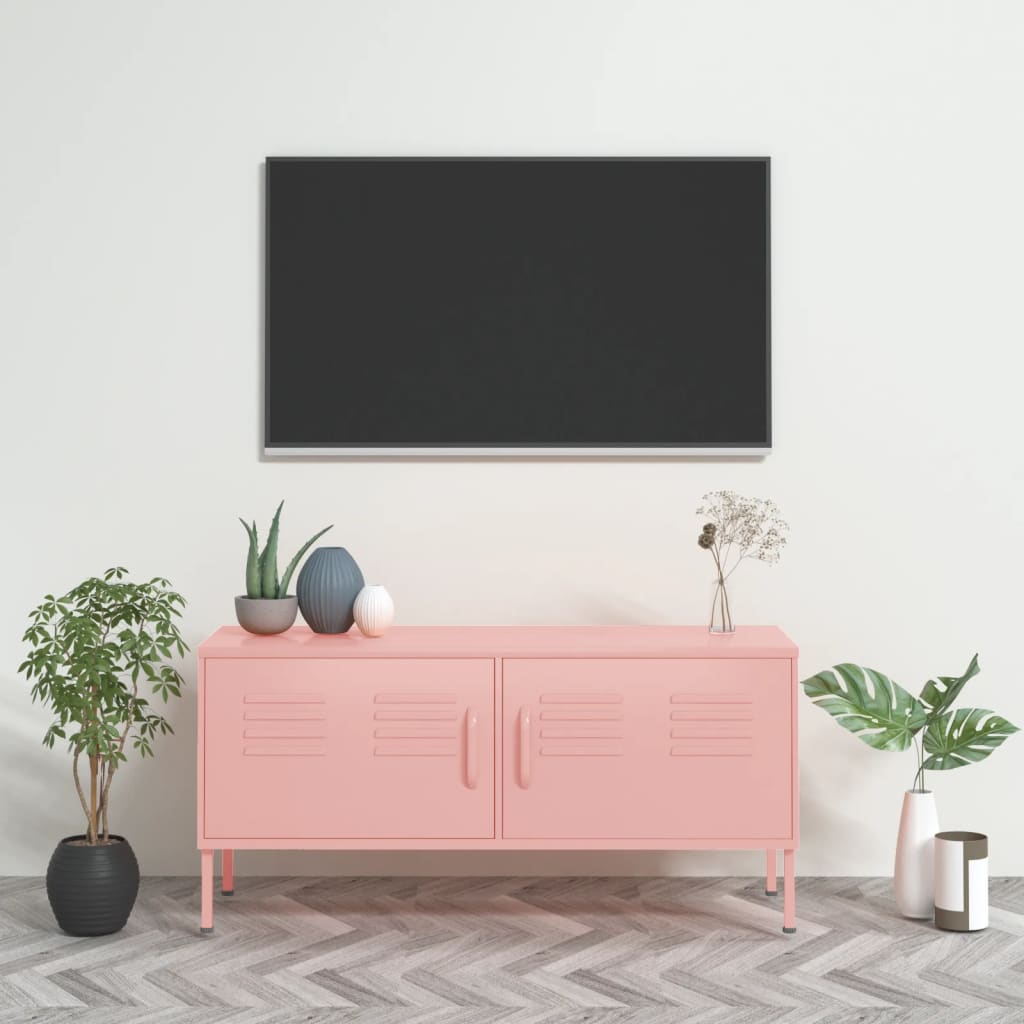 vidaXL Szafka pod telewizor, różowa, 105x35x50 cm, stalowa
