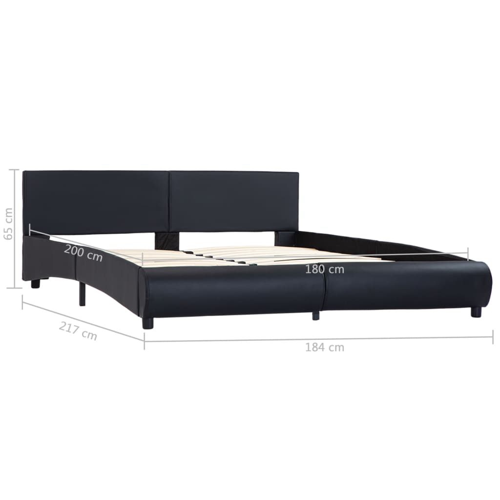 vidaXL Rama łóżka z LED, czarna, sztuczna skóra, 180 x 200 cm