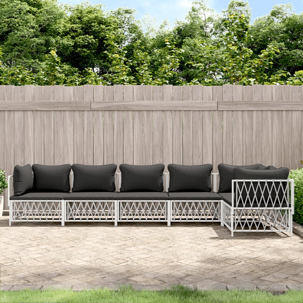 vidaXL 6-cz. zestaw wypoczynkowy do ogrodu, z poduszkami, biały