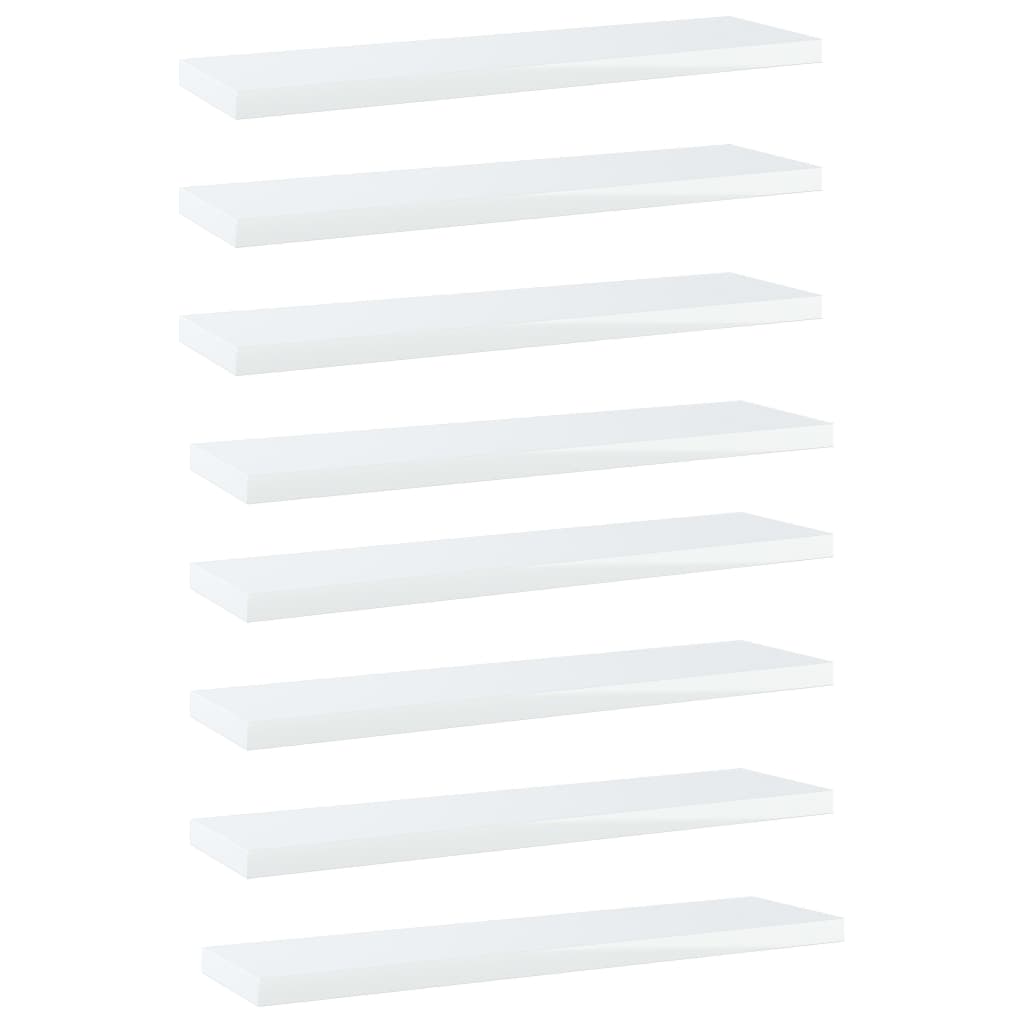vidaXL Półki na książki, 8 szt., wysoki połysk, białe, 40x10x1,5 cm