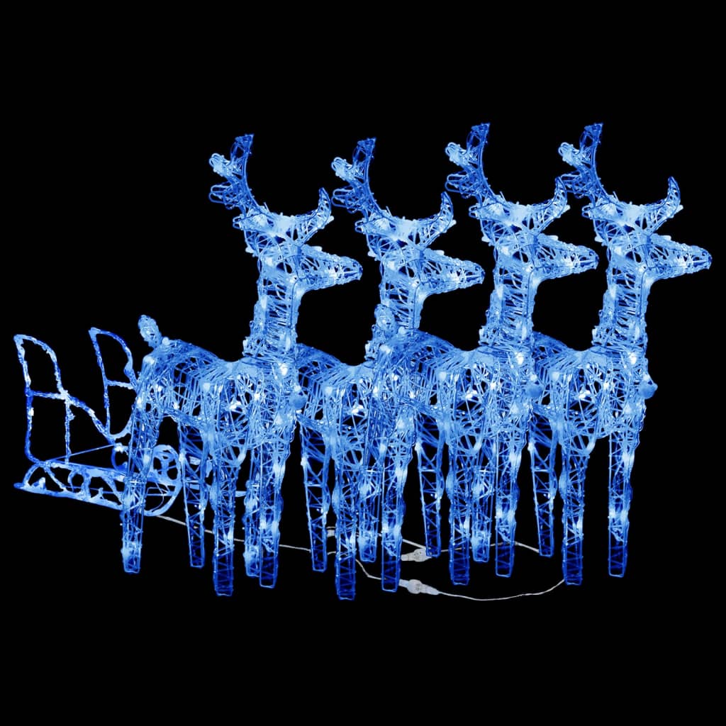 vidaXL Dekoracja świąteczna – renifery z saniami, 240 LED, akrylowa