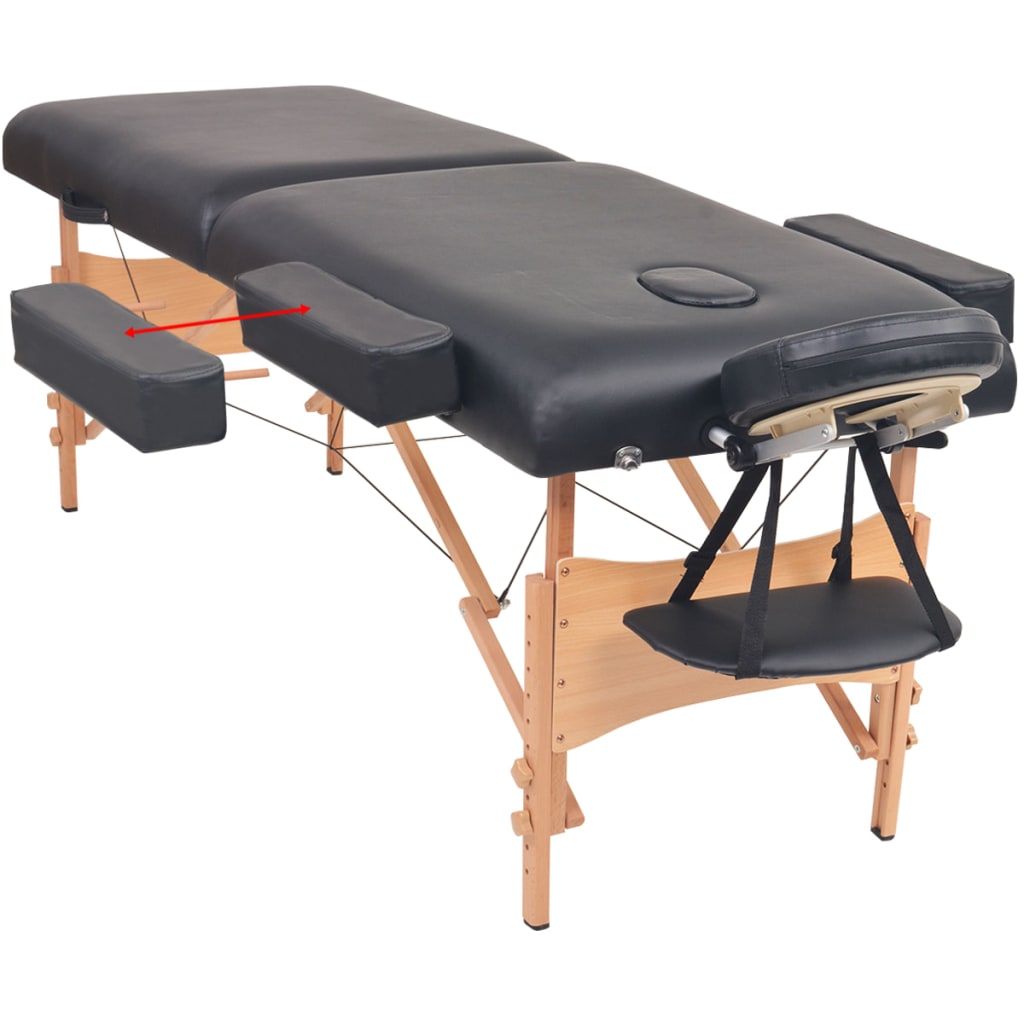 vidaXL Składany stół do masażu o grubości 10 cm, 2-strefowy, czarny