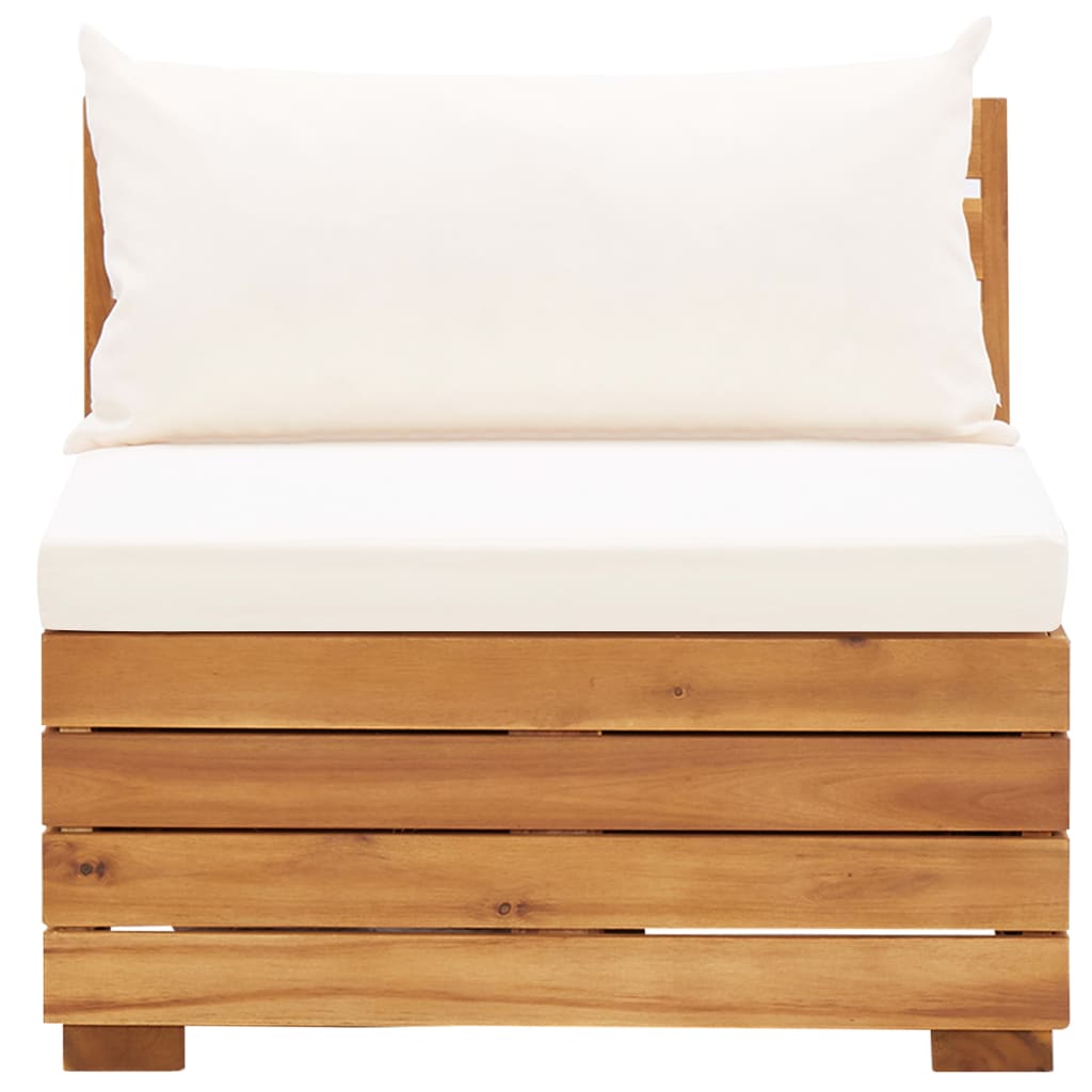 vidaXL Moduł sofy środkowej, 1 szt, z poduszkami, lite drewno akacjowe