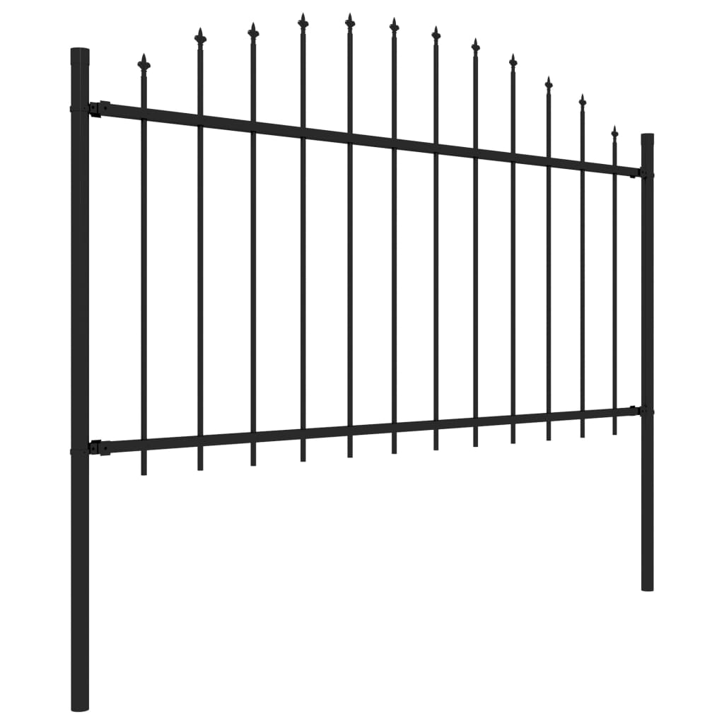 vidaXL Panel ogrodzeniowy z grotami, stal, (1,25-1,5) x 1,7 m, czarny