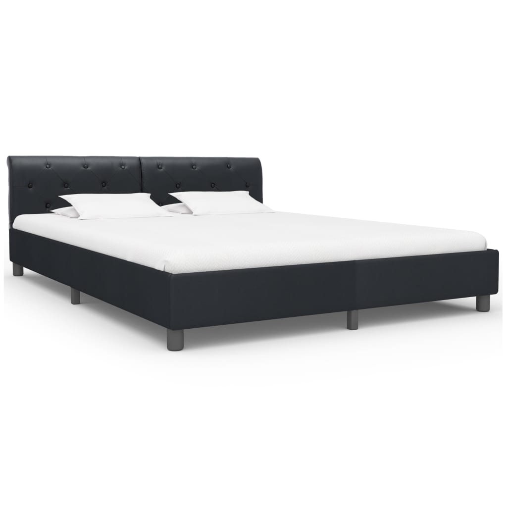 vidaXL Rama łóżka, czarna, sztuczna skóra, 160 x 200 cm