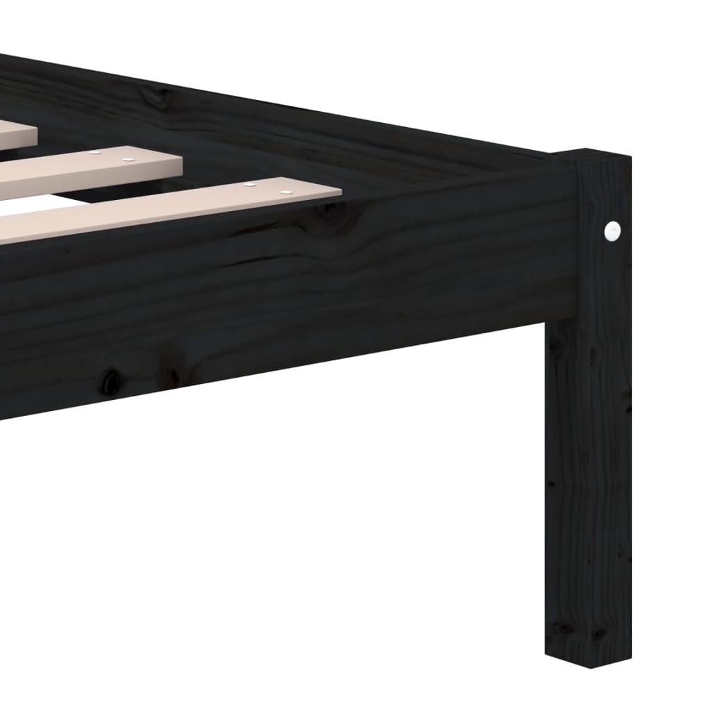 vidaXL Rama łóżka, czarna, 120x190 cm, lite drewno