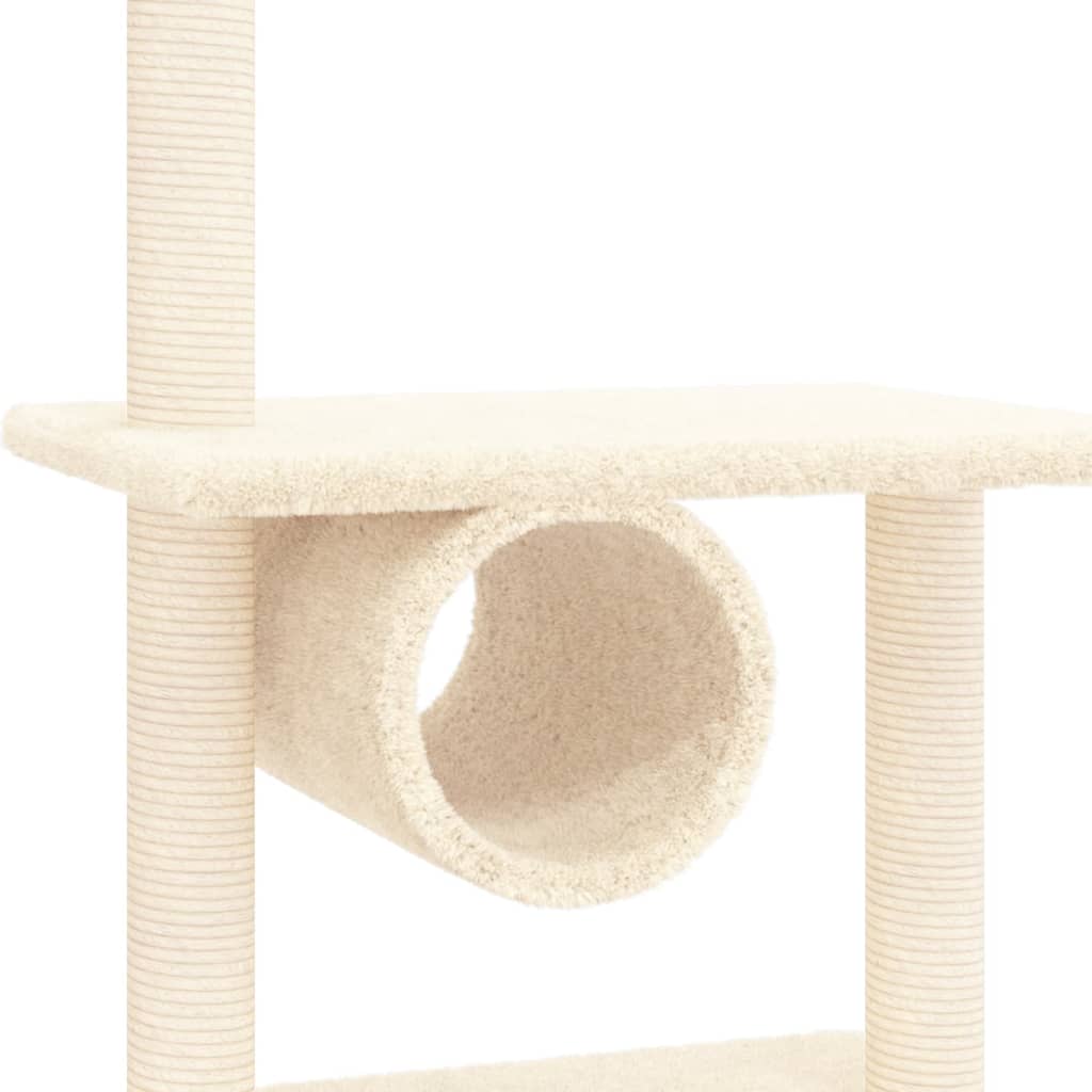 vidaXL Drapak dla kota z sizalowymi słupkami, kremowy, 279 cm