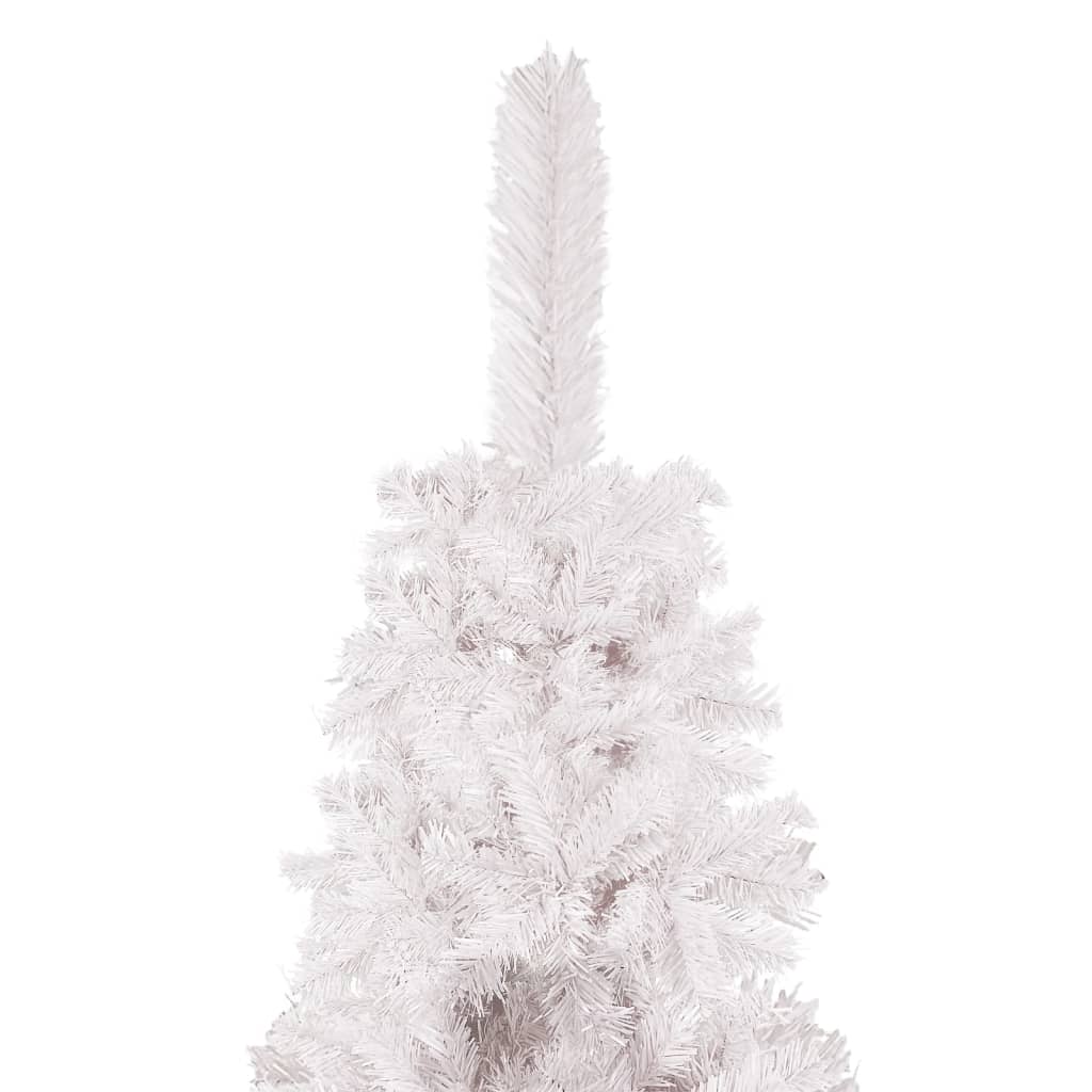 vidaXL Smukła, sztuczna choinka z lampkami, biała, 240 cm