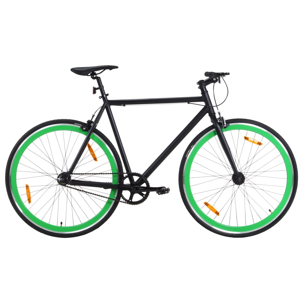 vidaXL Rower single speed, czarno-zielony, 700c, 59 cm