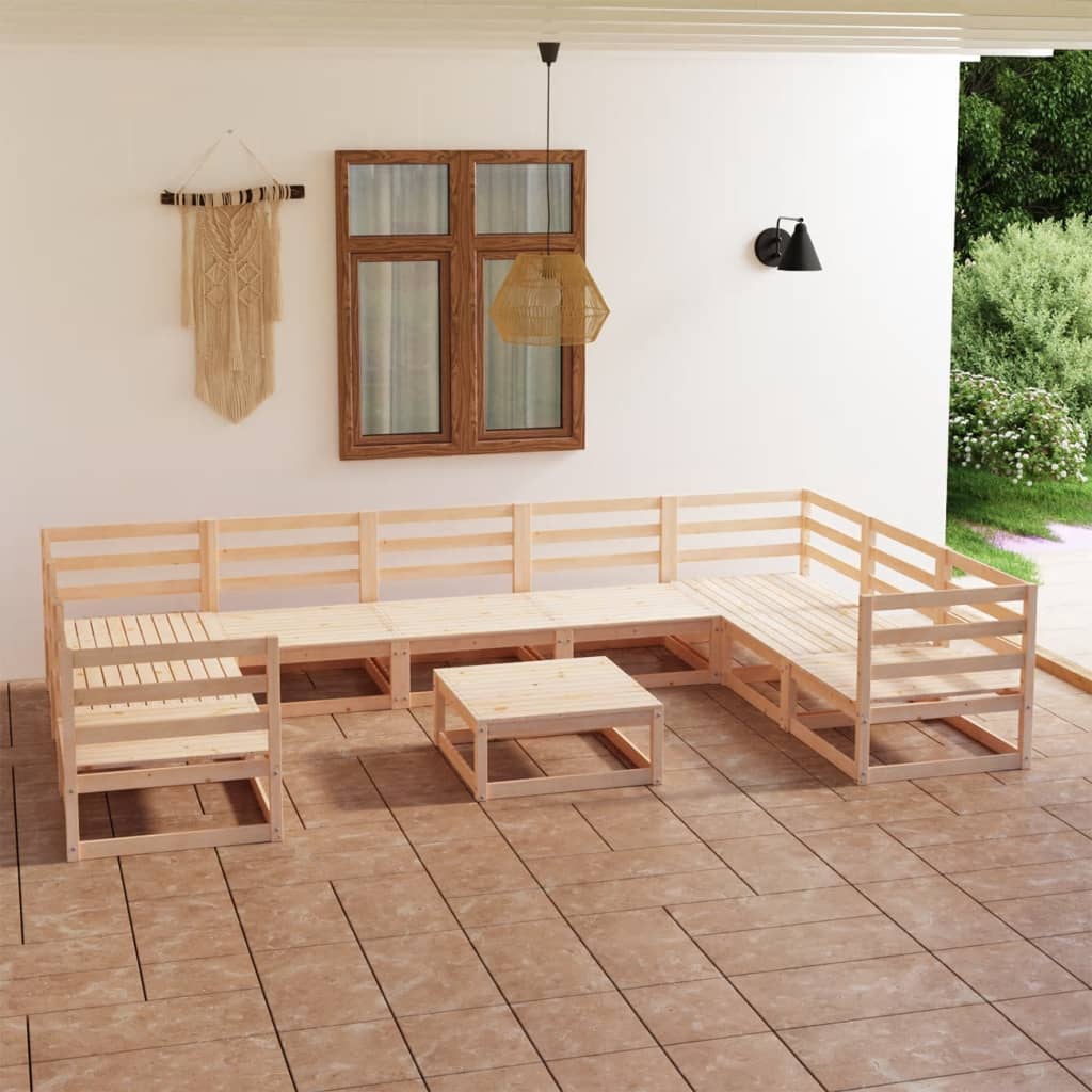 vidaXL 10-cz. zestaw mebli wypoczynkowych do ogrodu, drewno sosnowe