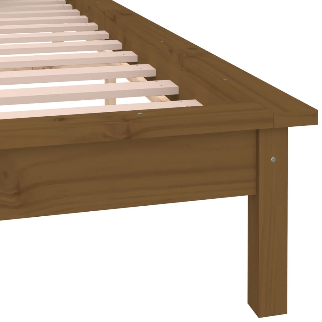 vidaXL Rama łóżka z LED, miodowy brąz, 140x190 cm, lite drewno