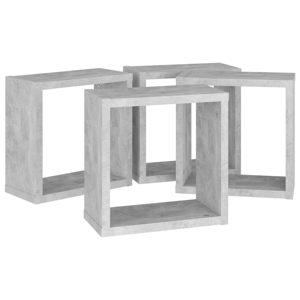 vidaXL Półki ścienne kostki, 4 szt., szarość betonu, 30x15x30 cm