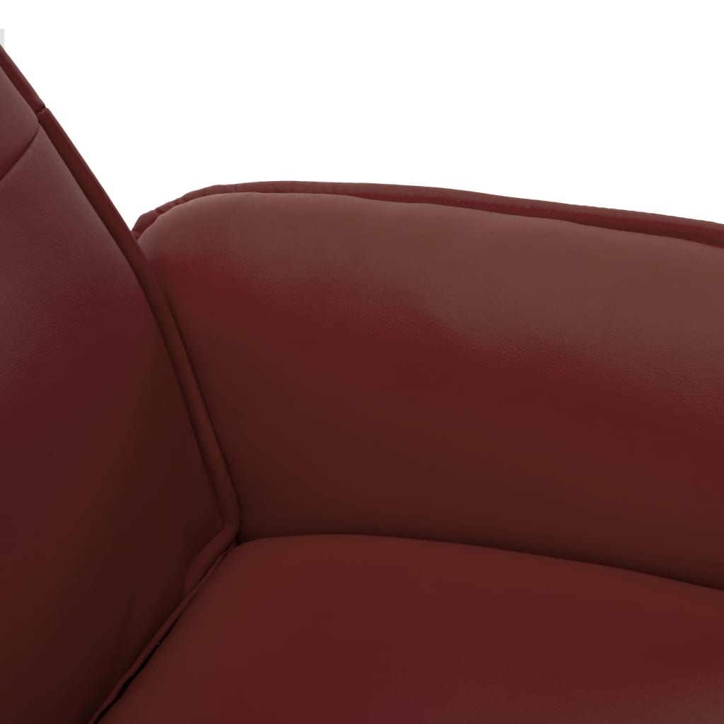 vidaXL Rozkładany fotel z podnóżkiem, czerwone wino, sztuczna skóra
