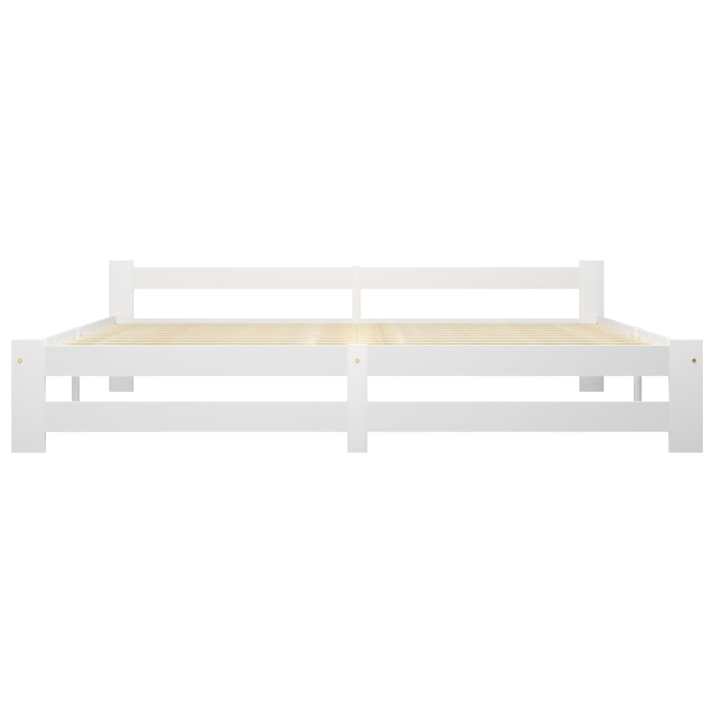 vidaXL Rama łóżka, biała, lite drewno sosnowe, 200x200 cm