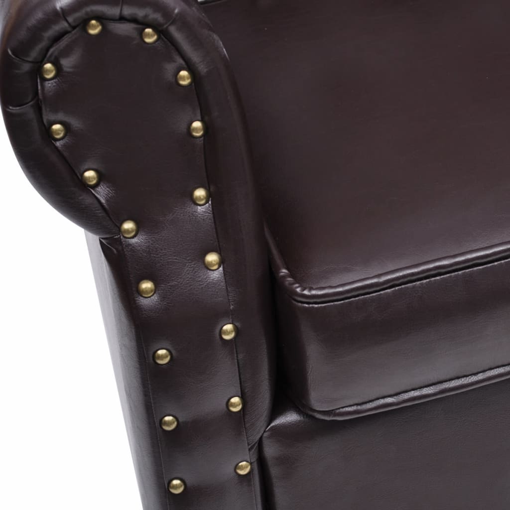 vidaXL Fotel z podnóżkiem, ciemnobrązowy, sztuczna skóra