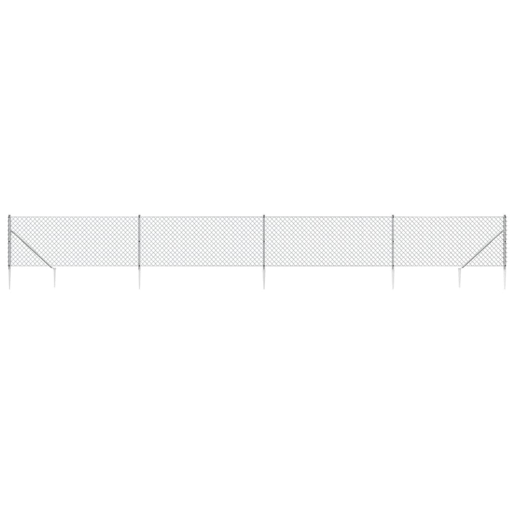 vidaXL Ogrodzenie z siatki, z kotwami, srebrne, 1x10 m