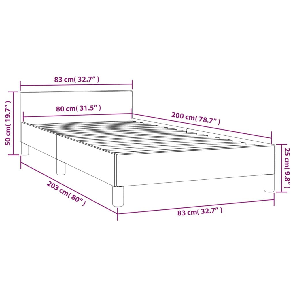 vidaXL Rama łóżka z zagłówkiem, kremowa, 80x200 cm, obita tkaniną