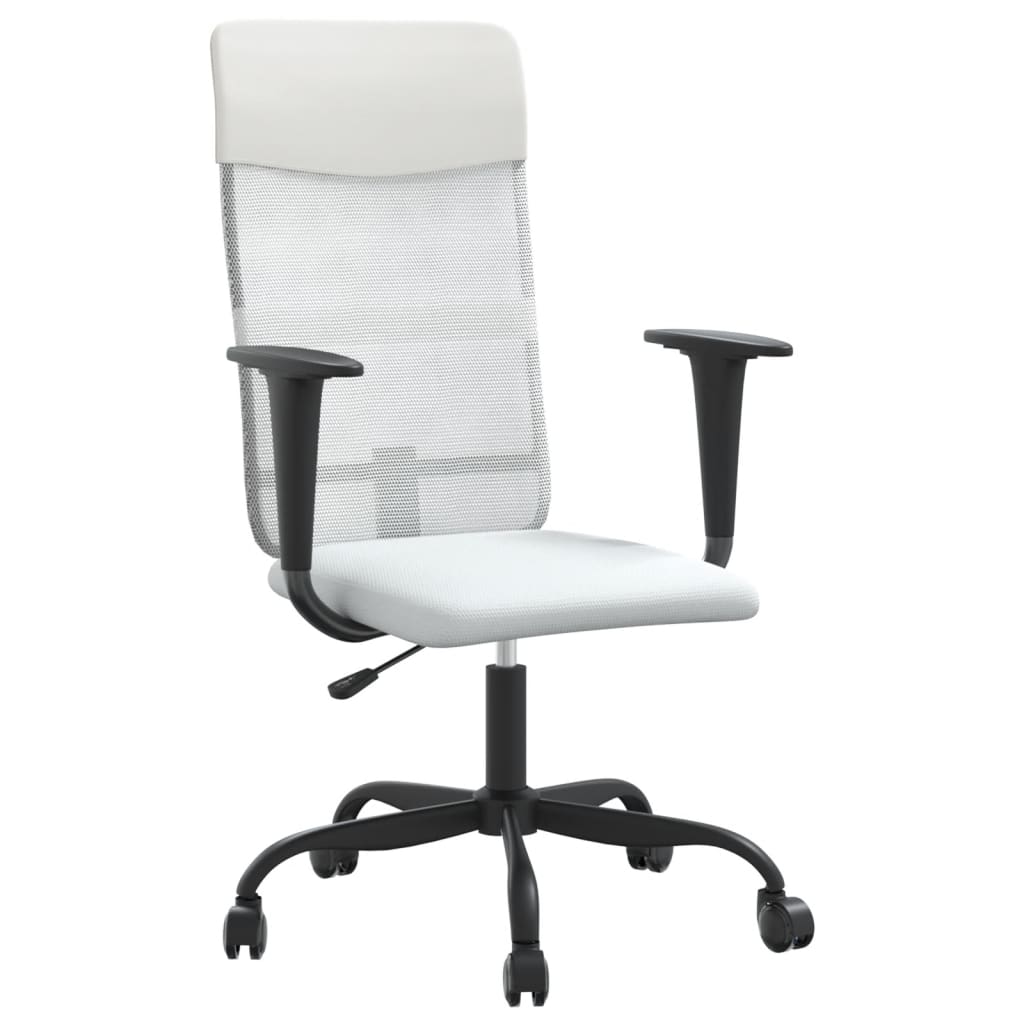 vidaXL Krzesło biurowe, regulowane, białe, siatka i sztuczna skóra