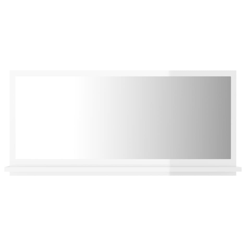 vidaXL Lustro łazienkowe, białe, wysoki połysk, 80x10,5x37 cm, płyta