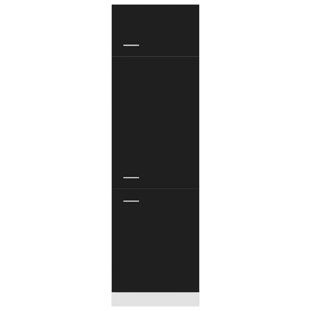 vidaXL Szafka na lodówkę, czarna 60x57x207 cm, materiał drewnopochodny