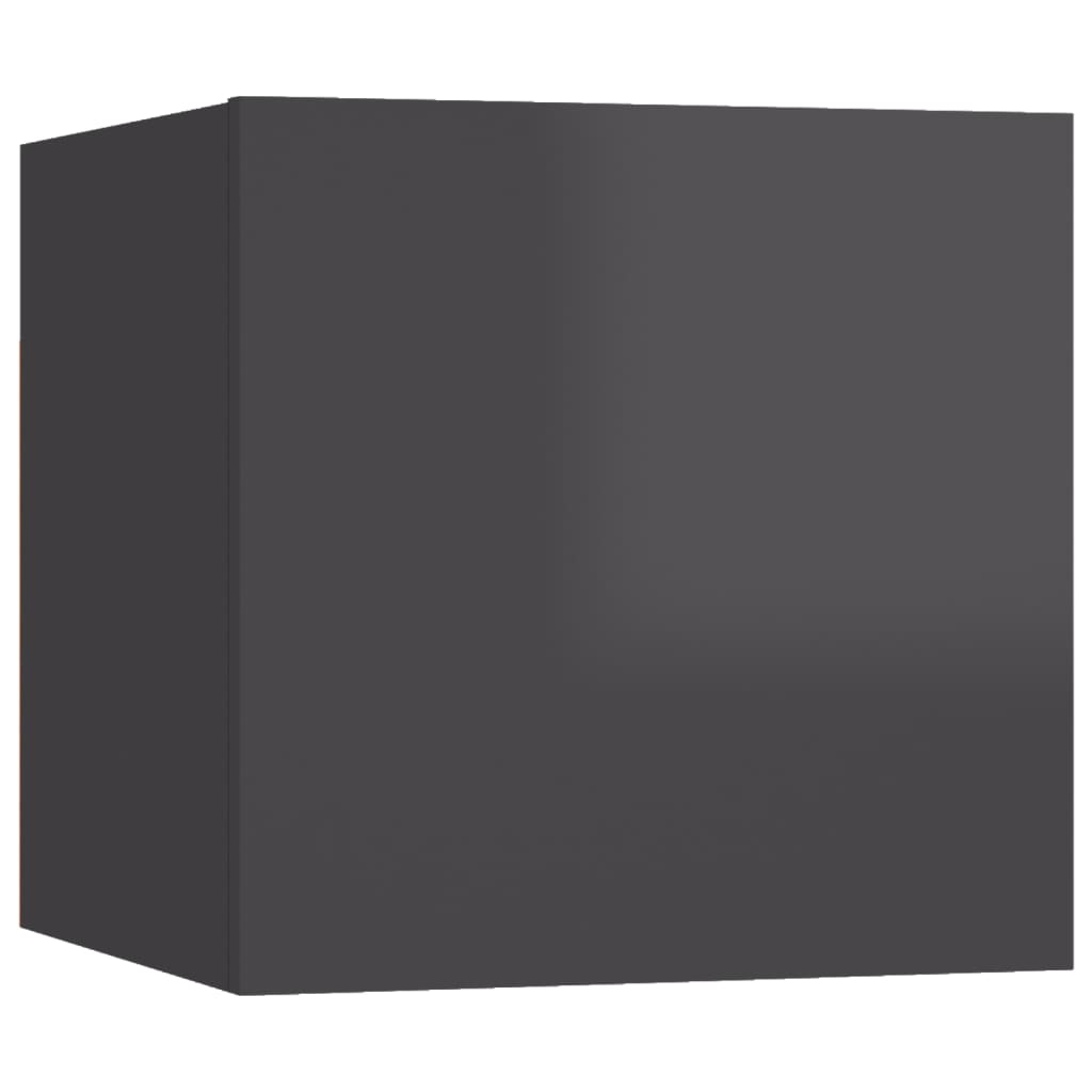 vidaXL Wisząca szafka telewizyjna, wysoki połysk, szara, 30,5x30x30 cm