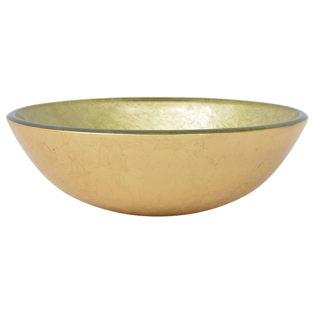 vidaXL Umywalka z hartowanego szkła 42 cm, kolor złota