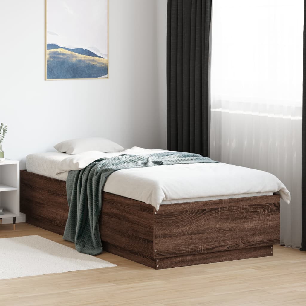 vidaXL Rama łóżka, brązowy dąb, 100x200 cm, materiał drewnopochodny