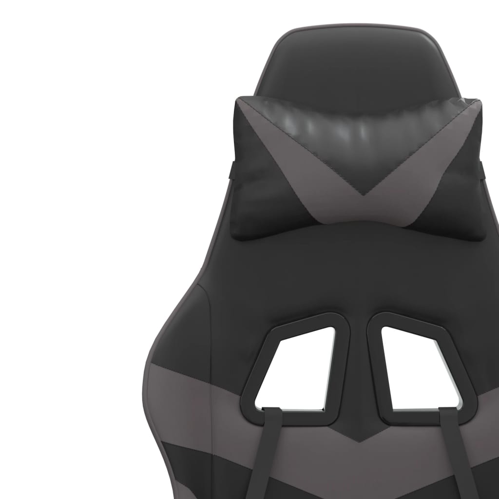 vidaXL Obrotowy fotel gamingowy z podnóżkiem, czarno-szary