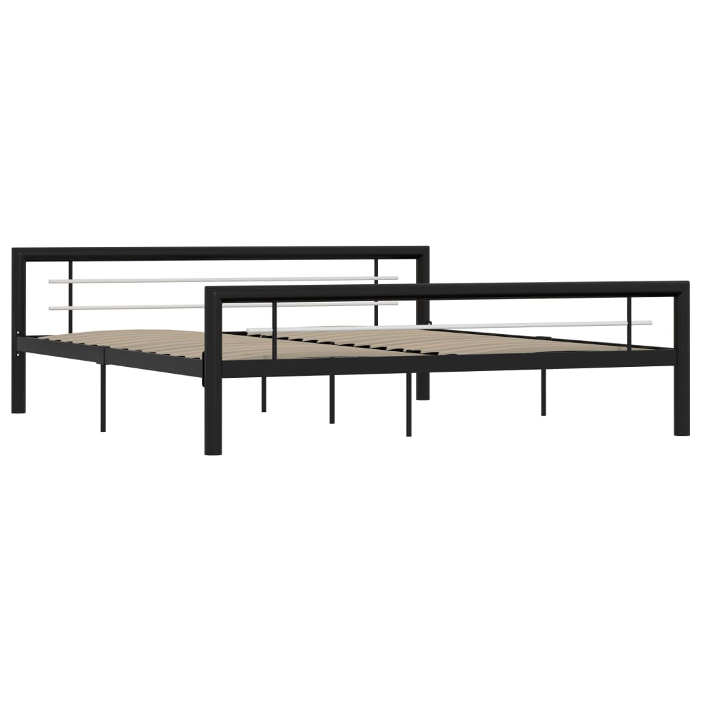 vidaXL Rama łóżka, czarno-biała, metalowa, 180x200 cm
