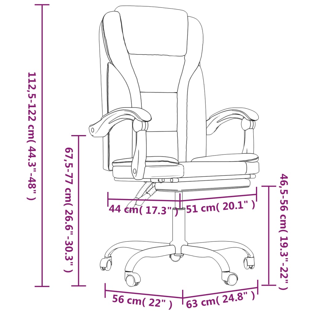 vidaXL Rozkładany fotel biurowy, czarny, sztuczna skóra