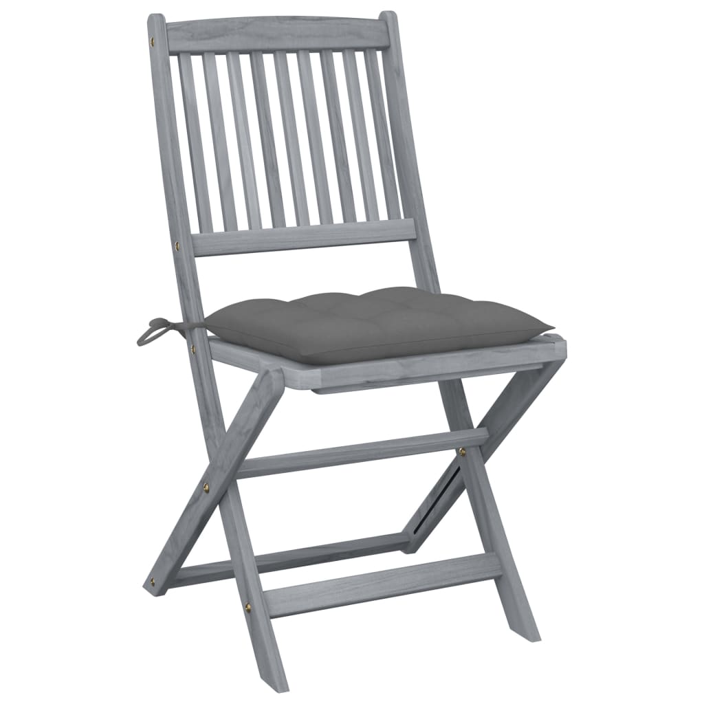vidaXL Składane krzesła ogrodowe z poduszkami, 2 szt., akacjowe