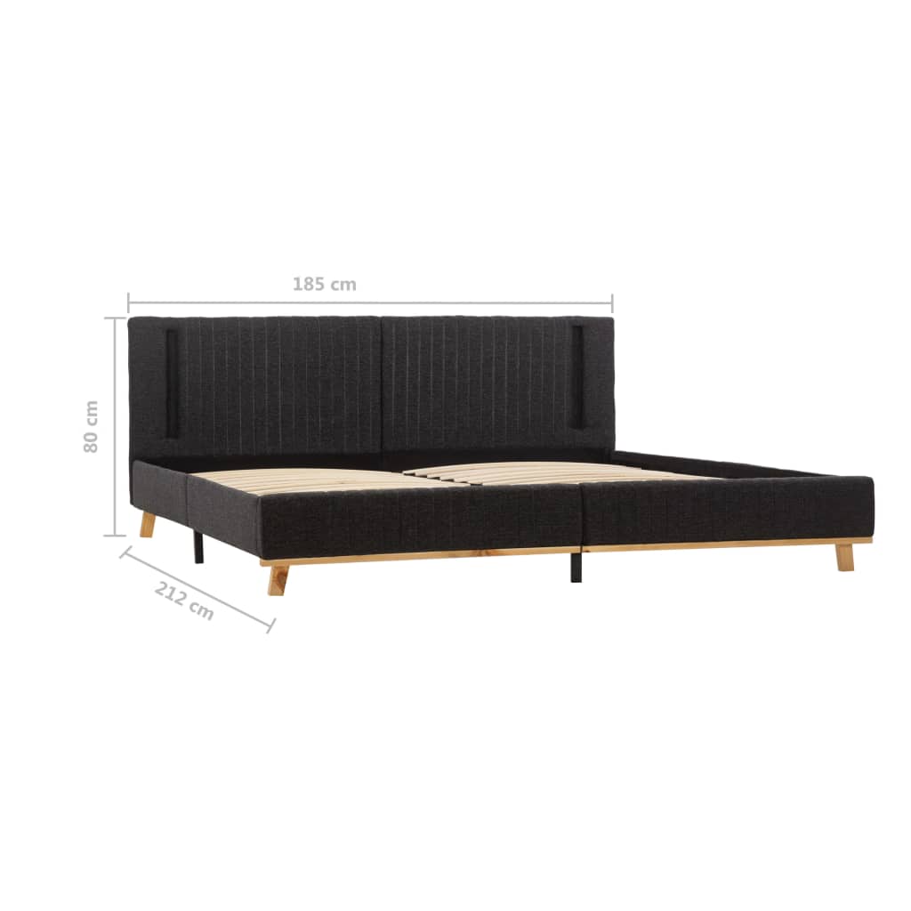 vidaXL Rama łóżka z LED, ciemnoszara, obita tkaniną, 180 x 200 cm