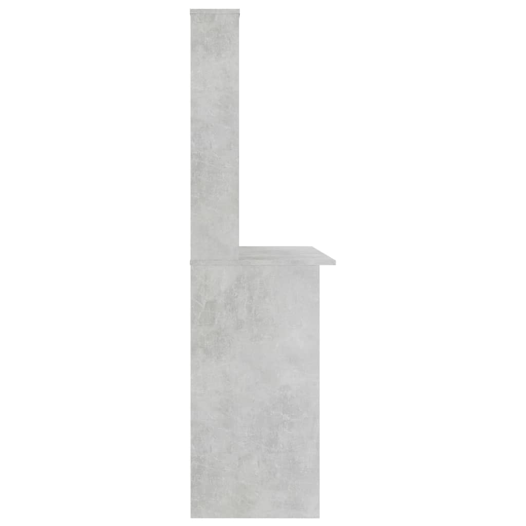 vidaXL Biurko z półkami, betonowa szarość, 110x45x157 cm
