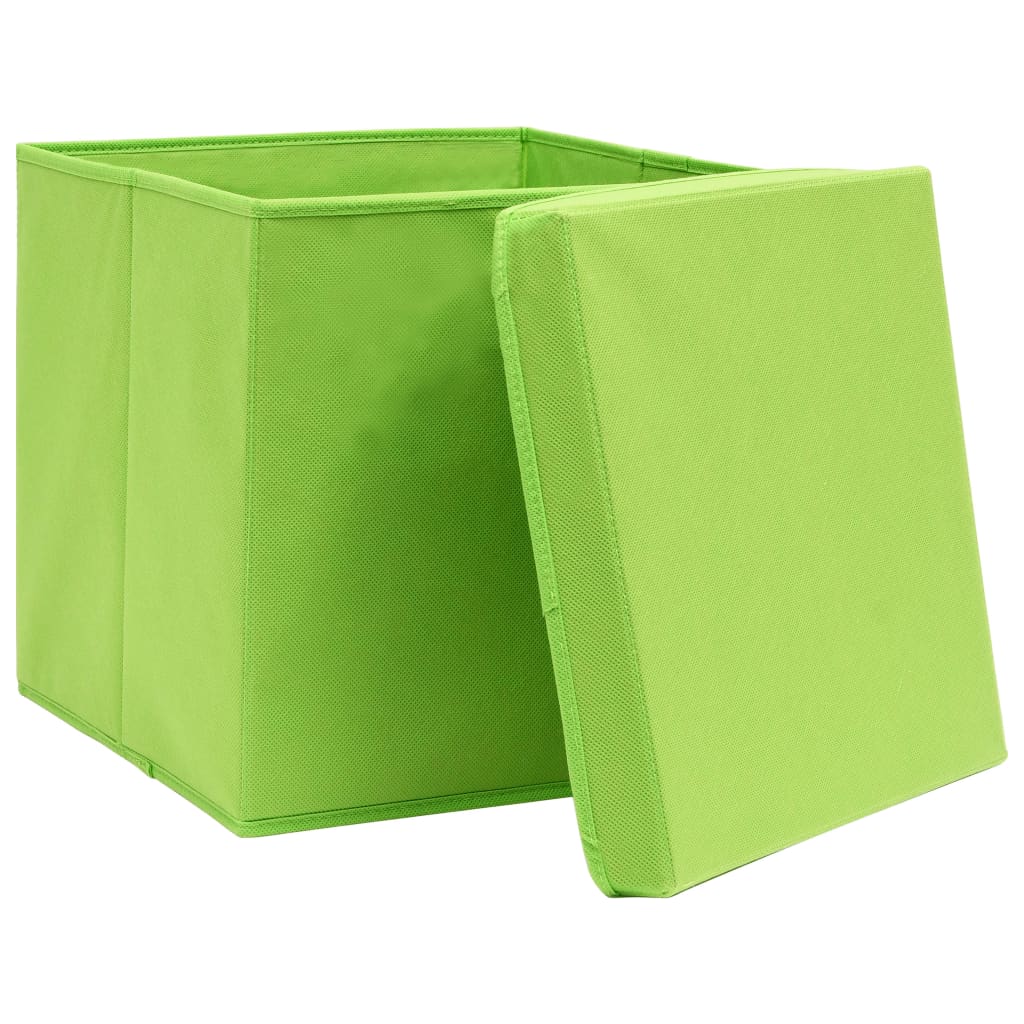 vidaXL Pudełka z pokrywami, 4 szt., 28x28x28 cm, zielone