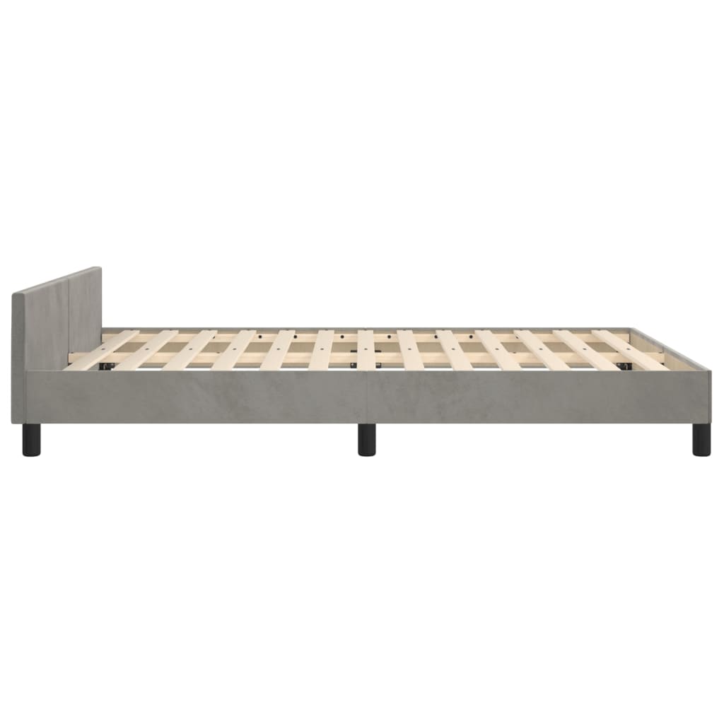 vidaXL Rama łóżka z zagłówkiem, jasnoszara, 140x200 cm, aksamitna