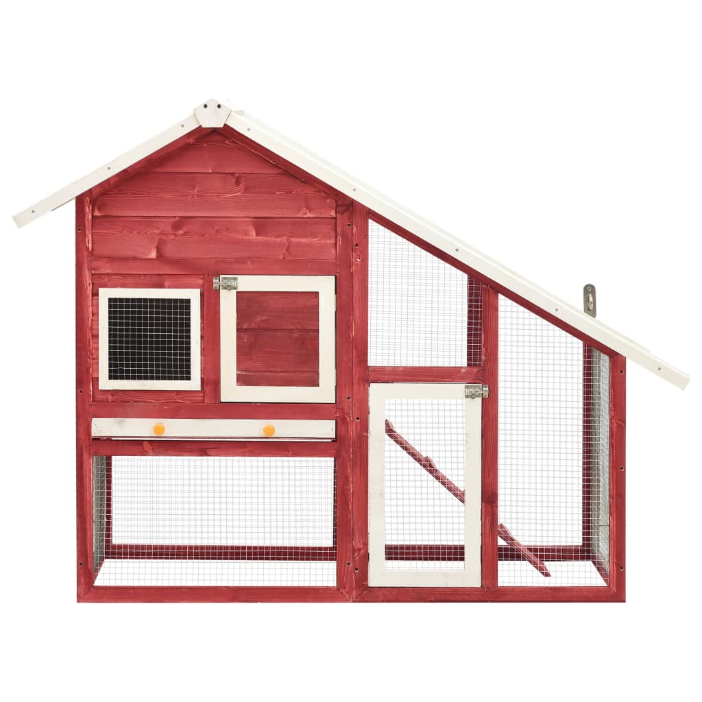 vidaXL Domek dla królika, czerwono-biały 140x63x120 cm, drewno jodłowe