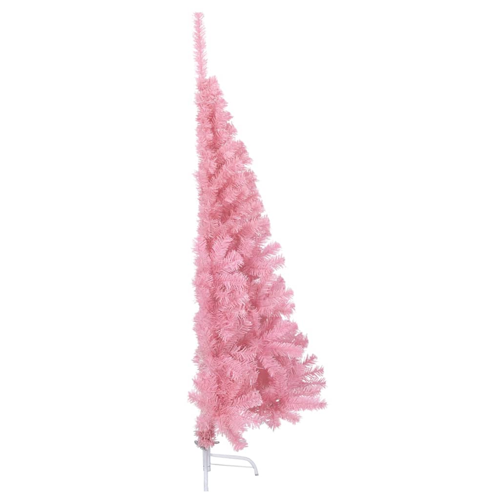 vidaXL Sztuczna choinka połówka ze stojakiem, różowa, 150 cm, PVC