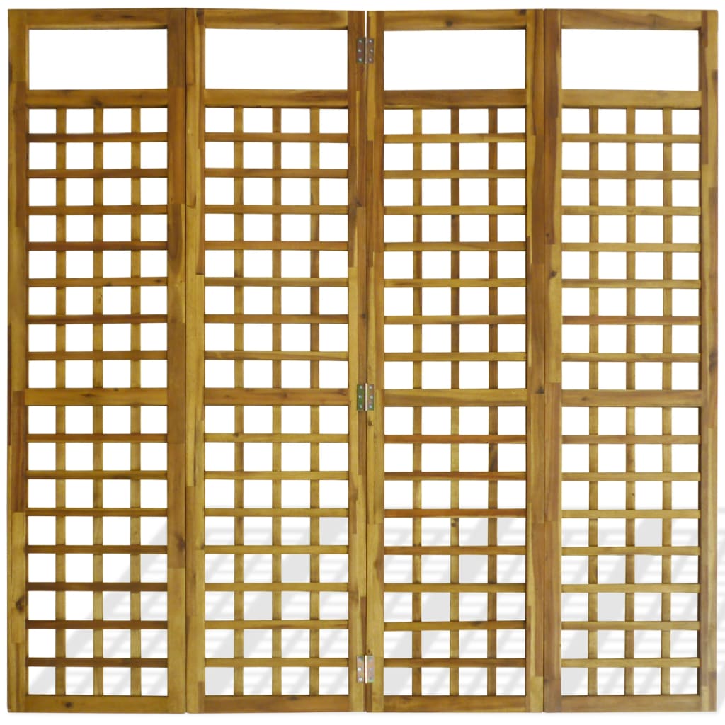 vidaXL Parawan pokojowy 4-panelowy/trejaż, drewno akacjowe, 160x170 cm