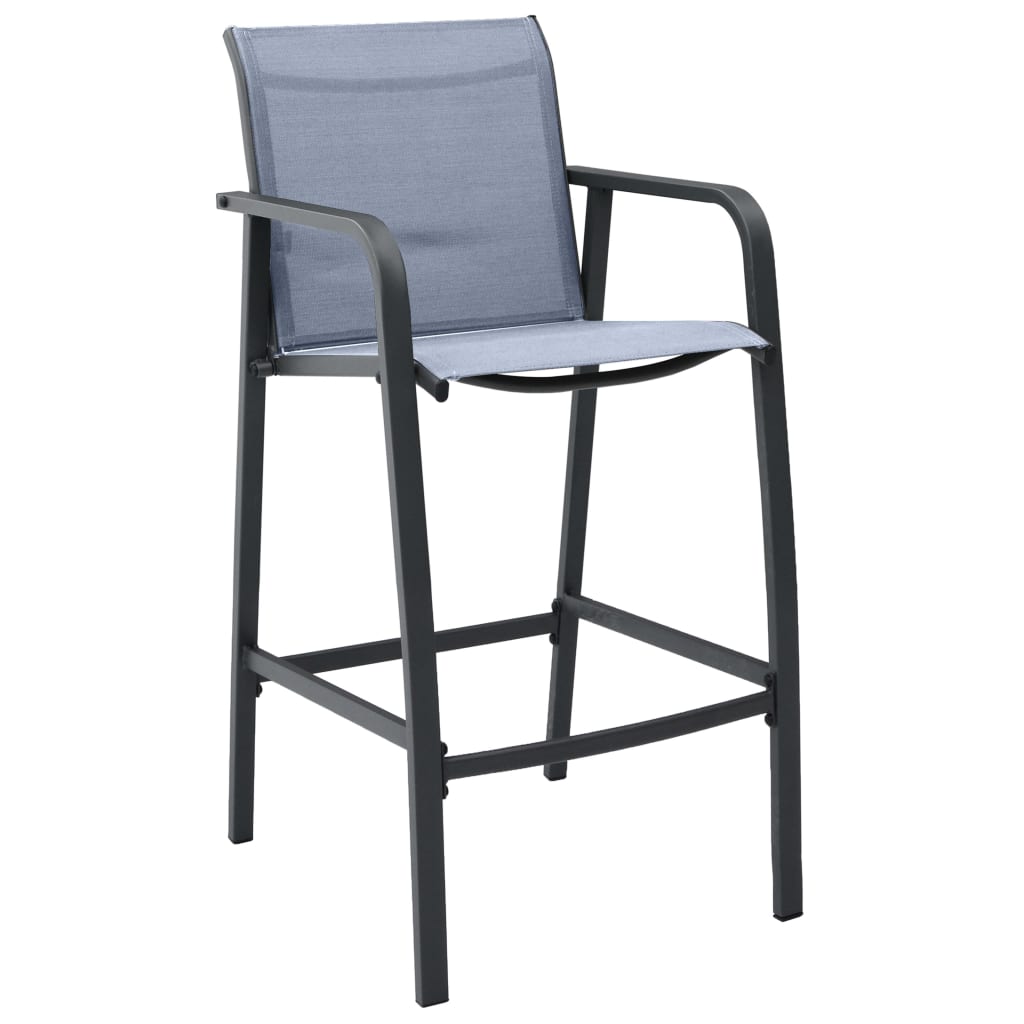 vidaXL Ogrodowe krzesła barowe, 2 szt., szare, tworzywo textilene