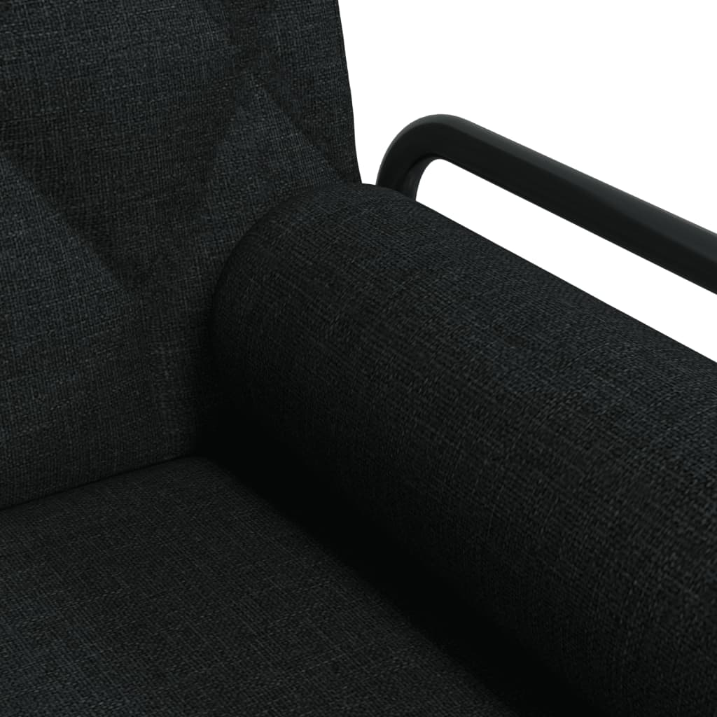 vidaXL Rozkładana kanapa z podłokietnikami, czarna, obita tkaniną