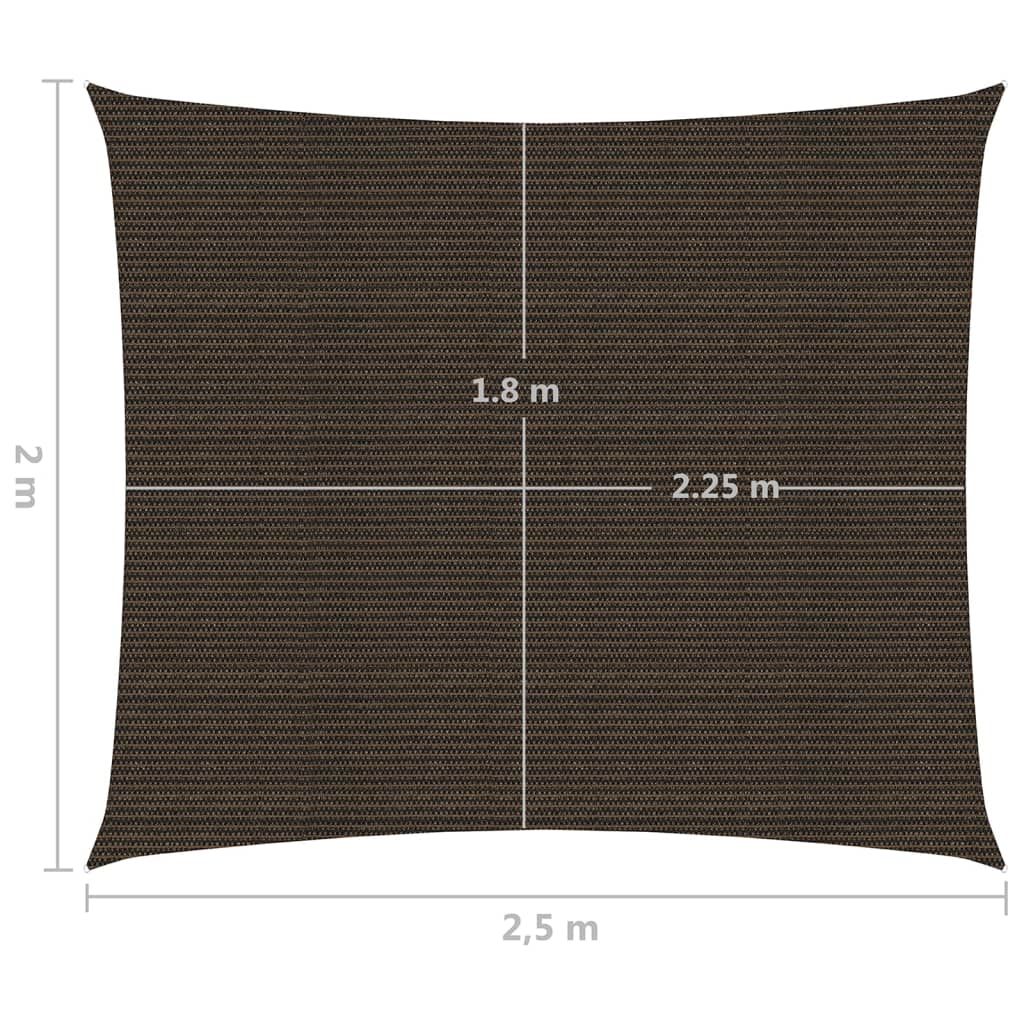 vidaXL Żagiel przeciwsłoneczny, 160 g/m², brązowy, 2x2,5 m, HDPE