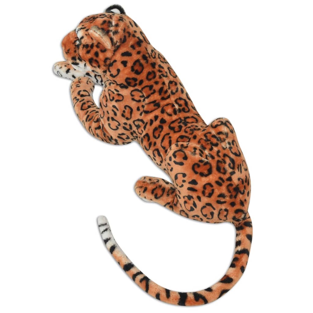 vidaXL Pluszowy leopard XXL brązowy