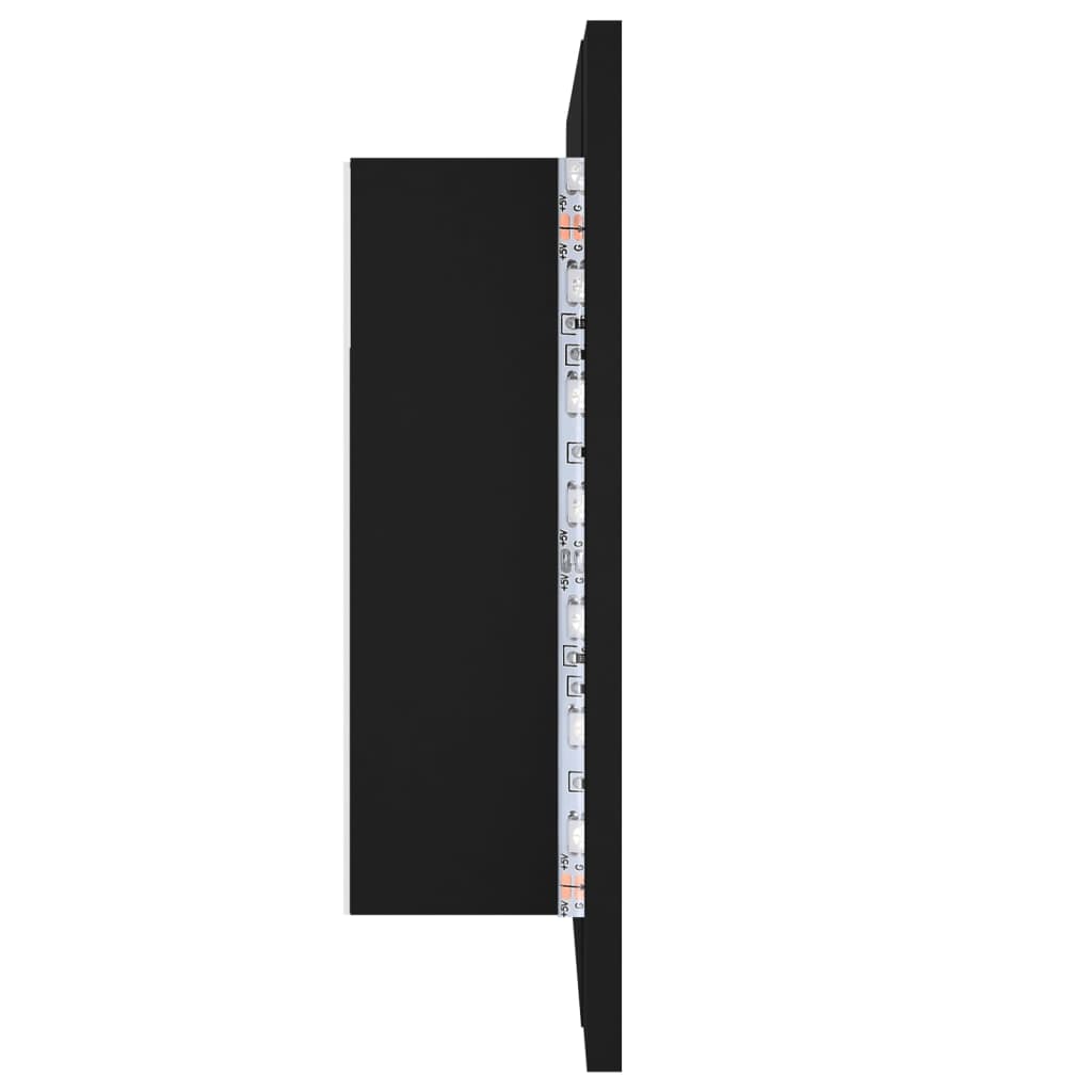 vidaXL Szafka łazienkowa z lustrem i LED, czarna, 60x12x45 cm, akryl