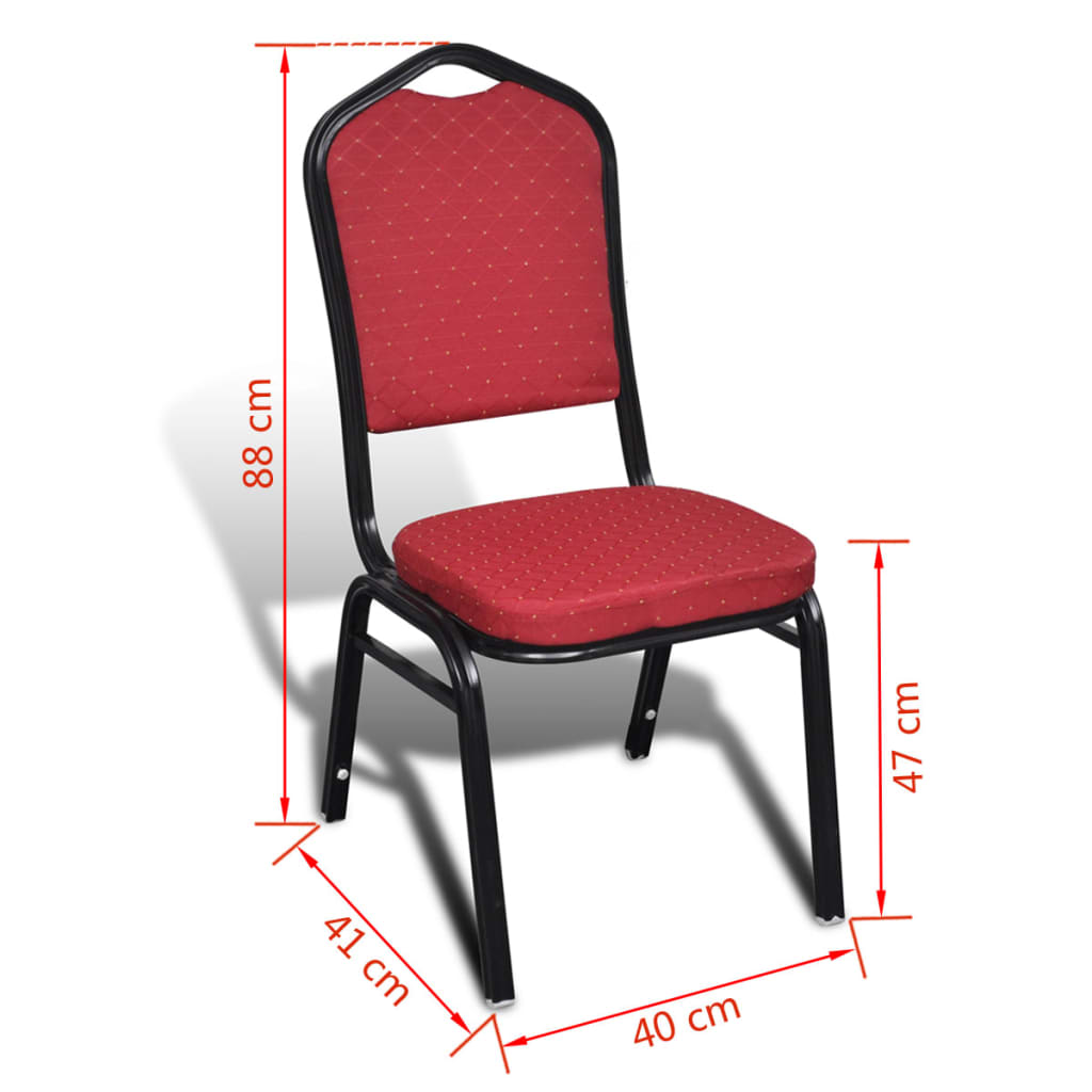 vidaXL Krzesła stołowe, 10 szt., czerwone, tkanina
