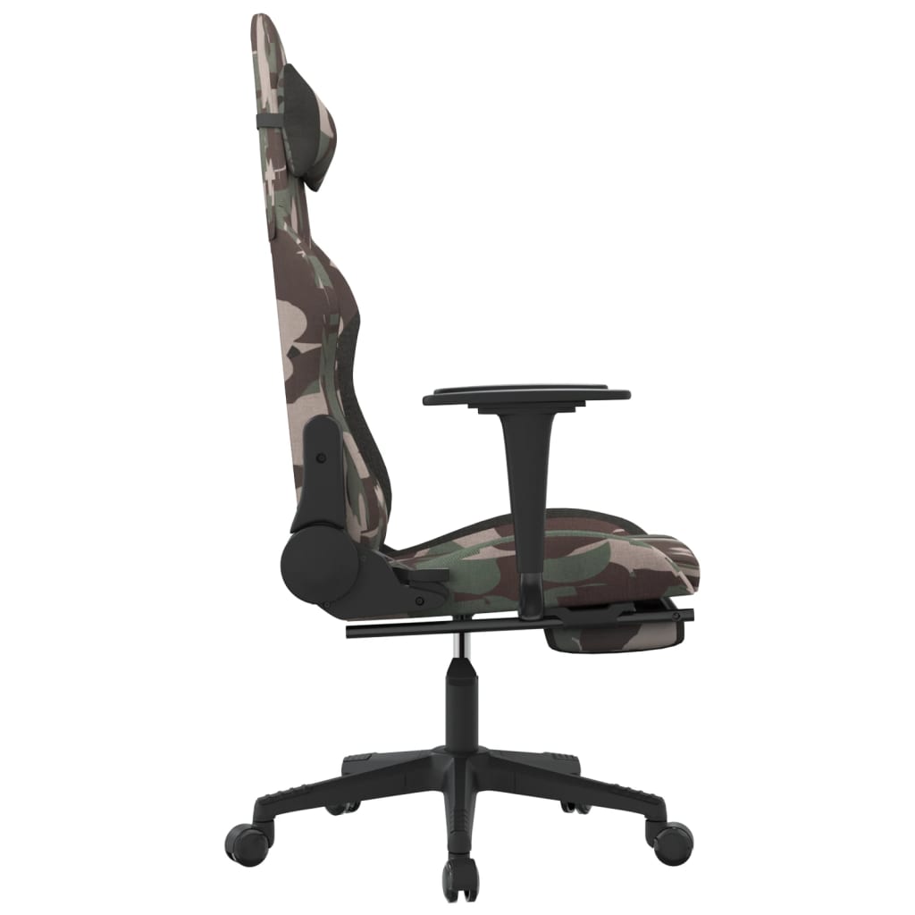 vidaXL Fotel gamingowy z podnóżkiem, moro i czerń, obity tkaniną