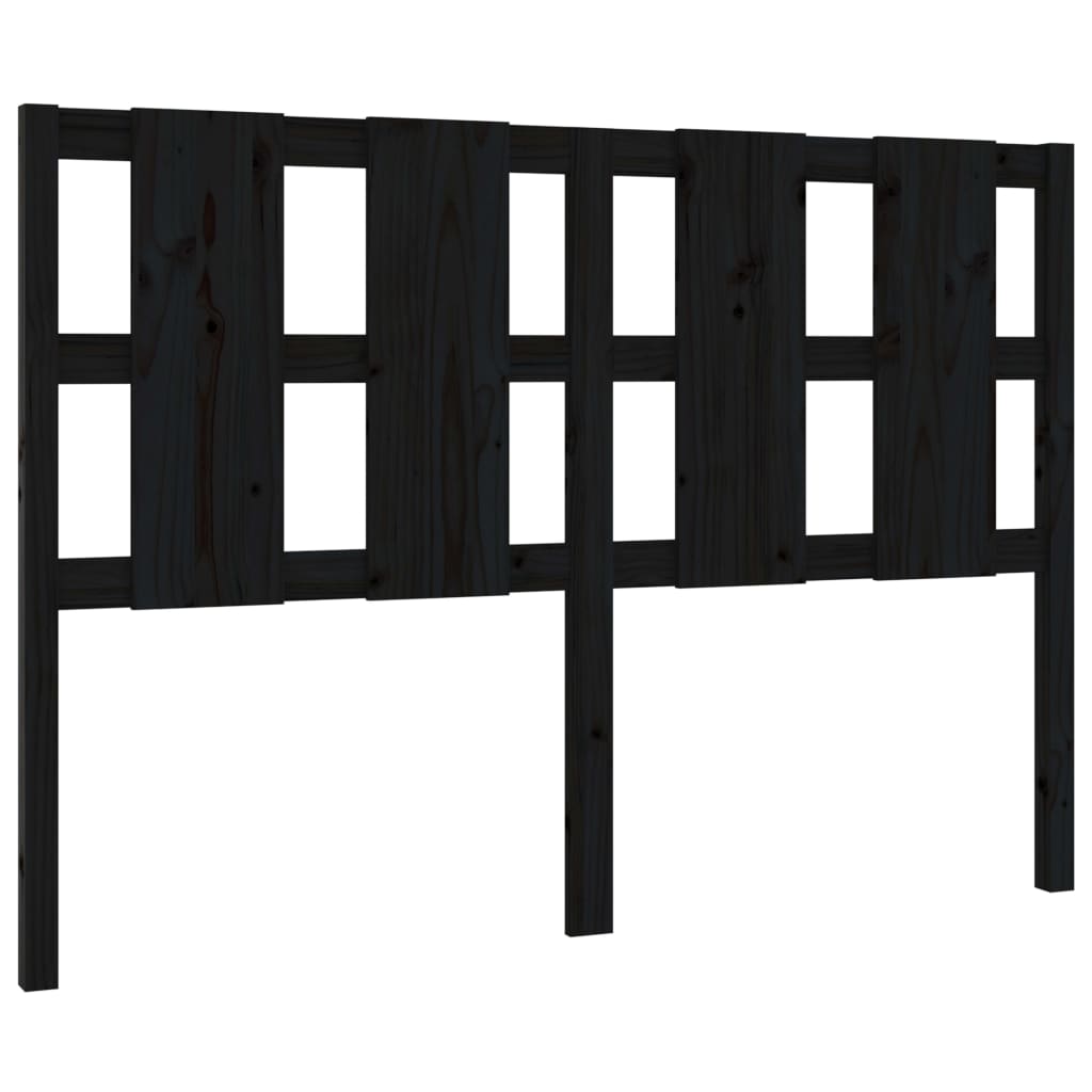 vidaXL Wezgłowie łóżka, czarne, 140,5x4x100 cm, lite drewno sosnowe