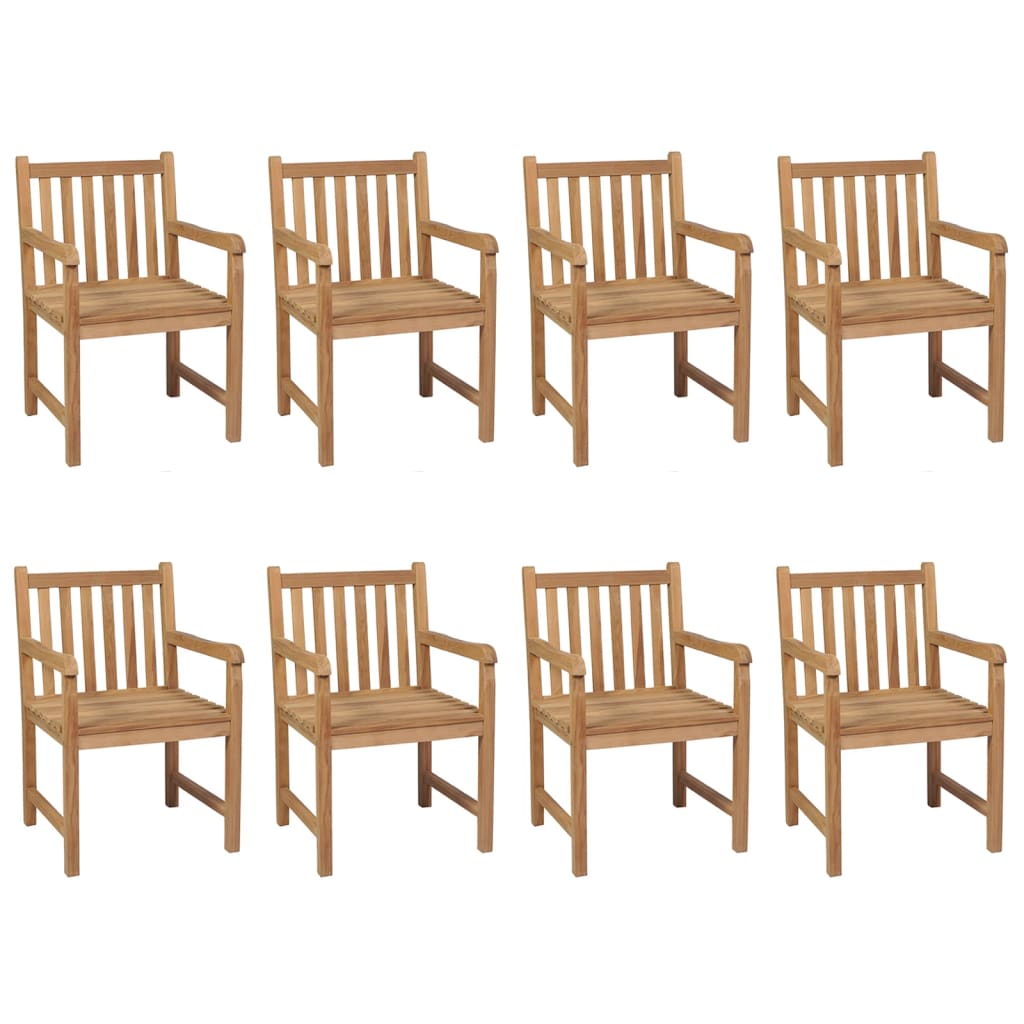 vidaXL Krzesła ogrodowe z czarnymi poduszkami, 8 szt., drewno tekowe